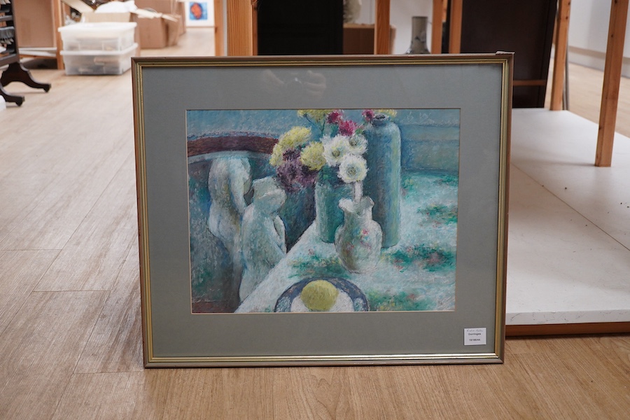 Robin Holton, oil and pastel, Still life with flowers, signed with monogram, 34 x 48cm. Condition - good